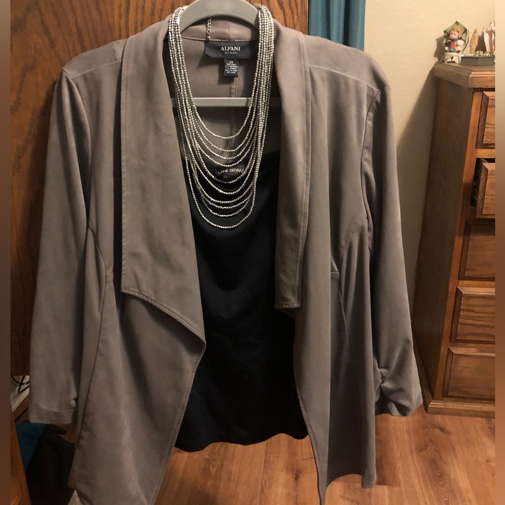 Faux-Suede 3/4 Sleeve Blazer